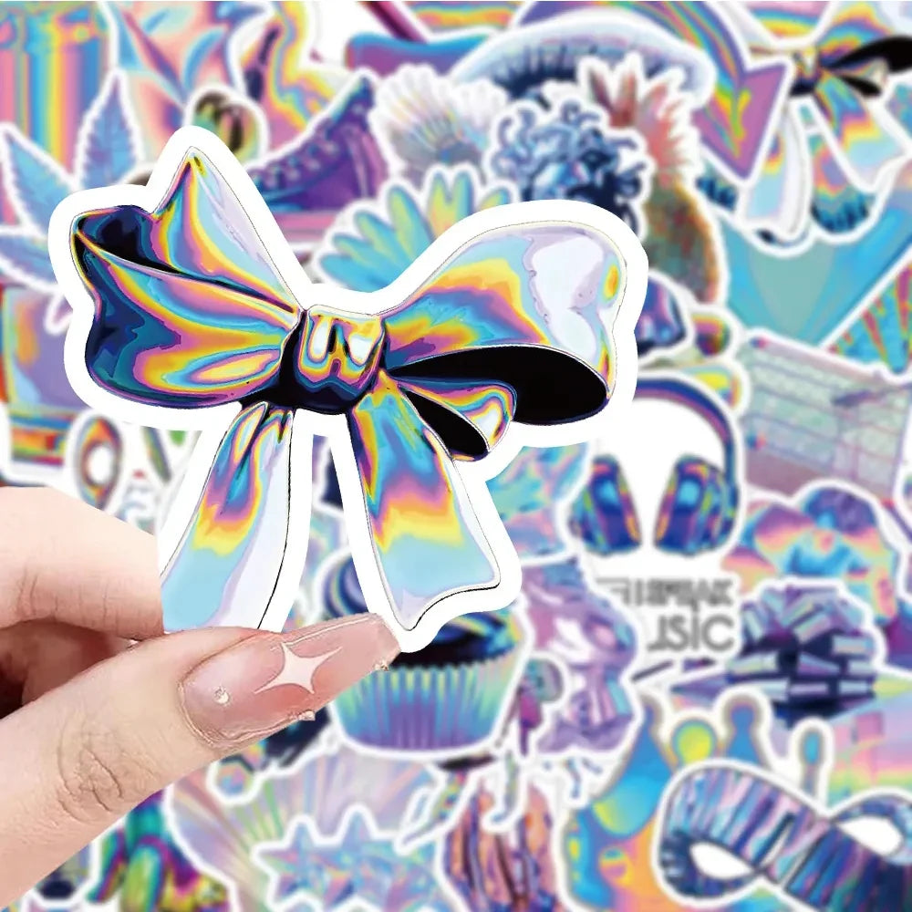 10/30/53pcs Cute VSCO Holographic Laser Cartoon Stickers DIY Motorcycle Laptop Phone Luggage Fridge Decoration Sticker Kids Toys (ONLINE ORDER ONLY)