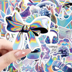 10/30/53pcs Cute VSCO Holographic Laser Cartoon Stickers DIY Motorcycle Laptop Phone Luggage Fridge Decoration Sticker Kids Toys (ONLINE ORDER ONLY)