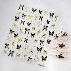 1pc Dark Red Butterfly Nail Art Stickers Retro Luxury Self Adhesive  Slider Holographic Glitter DIY 3D Nail Art Decal Decoration (ONLINE ORDER ONLY)