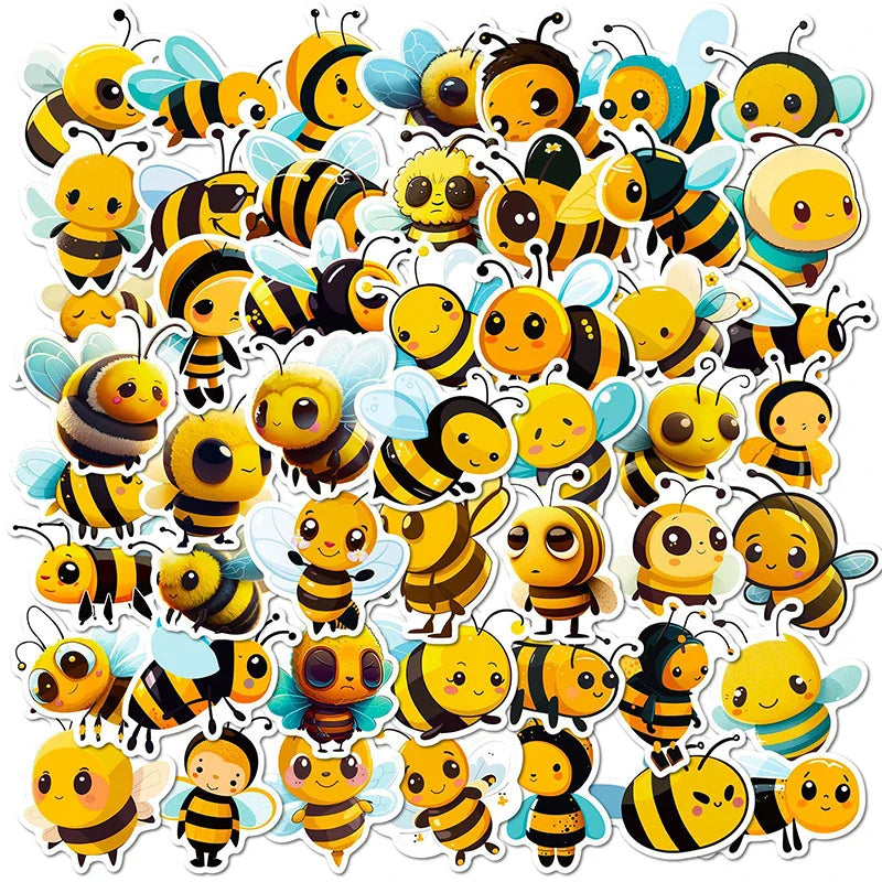 10/30/50PCS Cartoon Little Bee PVC Sticker Aesthetic Children's Laptop Decoration Scrapbooking Stationery School Supplies (ONLINE ORDER ONLY)