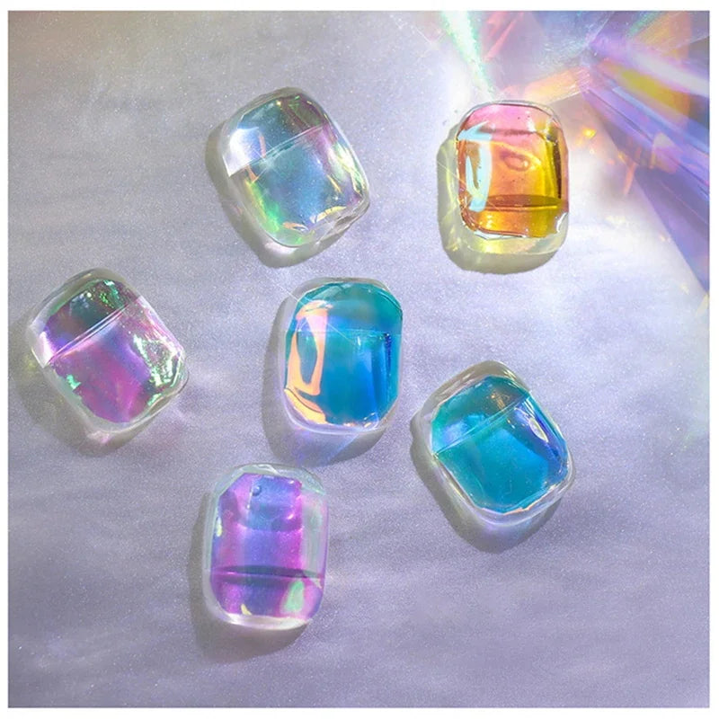10/11/16Pcs Vibrant Aurora Holographic Nail Foils Ice Cube Cellophane Laser Jewelry Candy Nail Stickers Chameleon Manicure Decor (ONLINE ORDER ONLY)