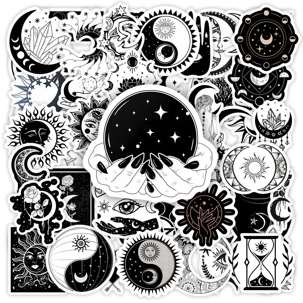 Cool Gothic Moon Aesthetic Stickers DIY Toy Gift Decorative Graffiti Decal for Phone Luggage Laptop Bottles Scrapbook Waterproof (Online Order Only)
