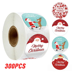 100-500pcs Merry Christmas Sticker , Round Adhesive Decoration Sticker for Cards Envelope Seal Xmas Gift Wraps Box Bags (ONLINE ORDER ONLY)