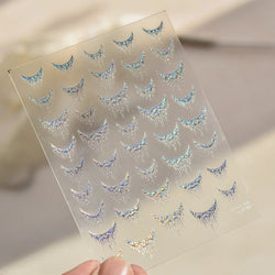 French Romantic Tassel Crescent Moon Laser Charming Gold Silver Arc Self Adhesive Nail Art Stickers Hot Stamping Manicure Decals (Online Order Only)