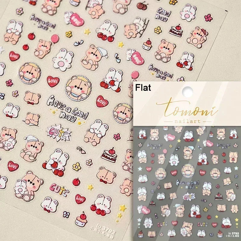 Lovely Dog Puppy Dream Heart Flower Star Pizza Food Sugar Skewers Strawberry Desserts Adhesive Nail Art Stickers Manicure Decals (Online Order Only)