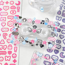 Korea Ins Cute Pixel Dialog Series Decorative Sticker Hand Account Idol Card DIY Material Sticker Personalized Kawaii Stationery (ONLINE ORDER ONLY)