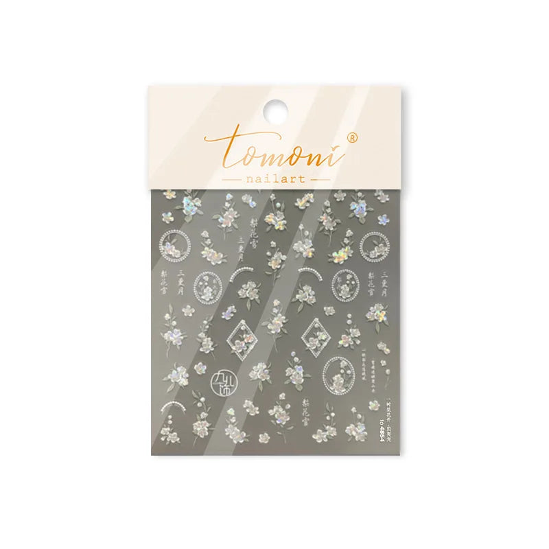 Antique Pear Blossom Peach Blossom Flower Swallow Pattern Adhesive Nail Art Stickers Spring Vibrant and Lively Manicure Decals (ONLINE ORDER ONLY)