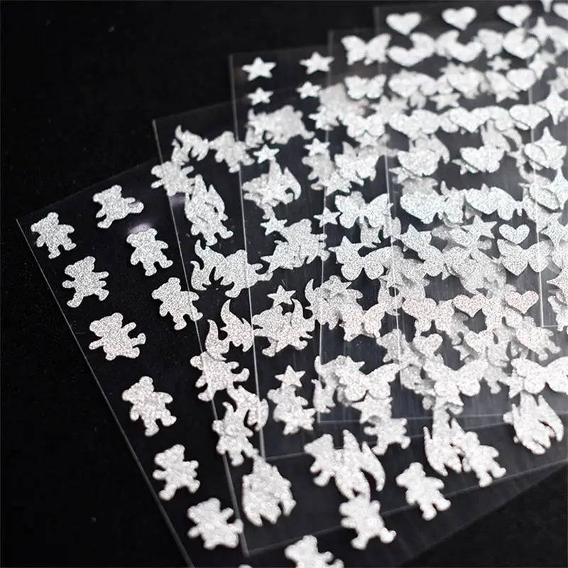 Reflective Glitter 3D Nail Stickers Love/Bear/Butterfly/Flame/Star Design Foils Sliders Manicure Decals Wraps Press on Nail Tool (ONLINE ORDER ONLY)