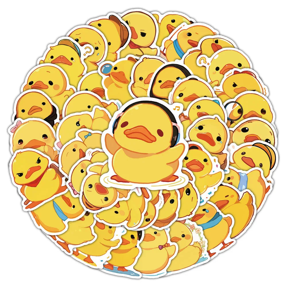 10/30/50PCS Little Yellow Duck Stickers Cute Animal Graffiti Sticker Cartoon Meme DIY Luggage Laptop Phone Guitar Car Sticker (ONLINE ORDER ONLY)