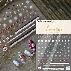 Dressy Embossment Colorful Gradient Snowflakes Laser Silver Christmas Tree Winter Bowknot Santa Nail Art Stickers Manicure Decal (Online Order Only)