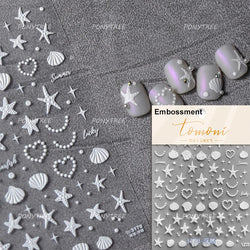 Hot Stamping Seahorse Dolphin Shell Conch Starfish Coconut Tree Jackfruit Water Bubbles Ocean Nail Art Stickers Manicure Decals (ONLINE ORDER ONLY)