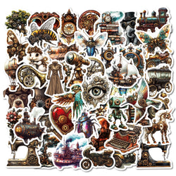 10/30/50PCS Retro Industrial Steampunk Metal Stickers Aesthetic for Laptop Skateboard Car Graffiti Cool Decoration Decal Sticker (Online Order Only)