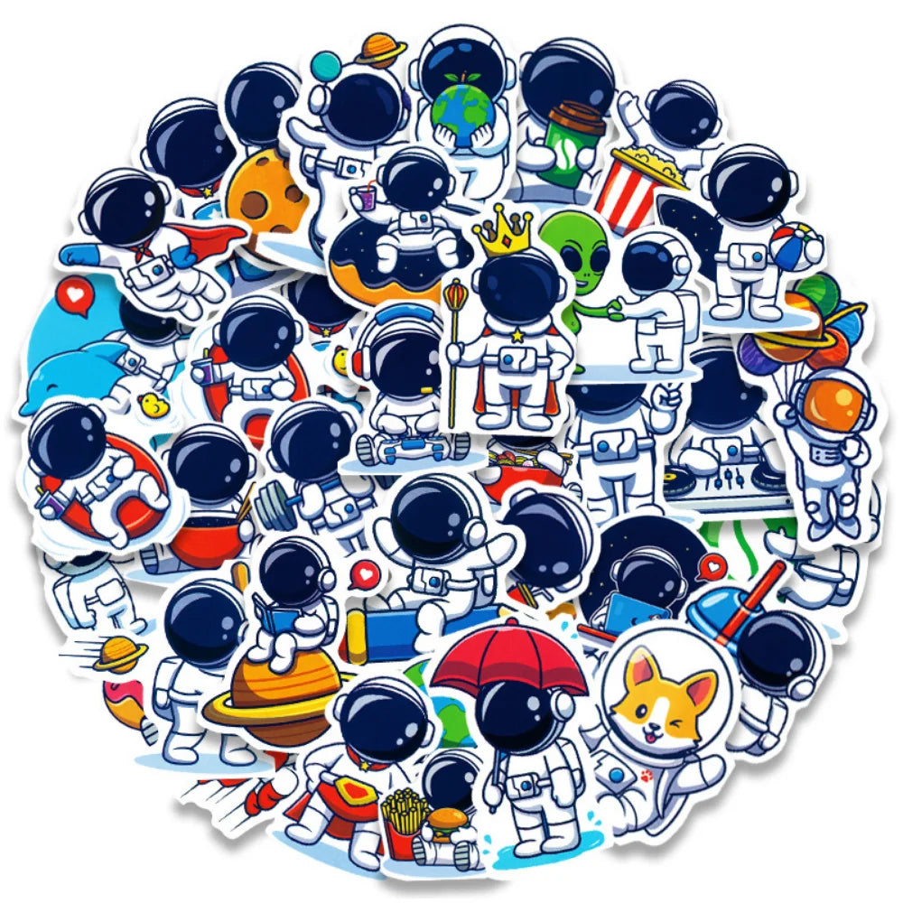 10/50PCS Universe Outer Space Stickers Rockets Alien Astronaut for Laptop Skateboard Phone Guitar Kids Cartoon Sticker Decal Toy (Online Order Only)