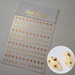 1 Sheet Star Nail Art Stickers 3d Self Adhesive Nail Decals Black White Golden Silver Color Star Design Nail Supplies Accessory (ONLINE ORDER ONLY)