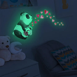 Glow-in-the-Dark Panda Heart Wall Sticker for Kids Room Decor (Online Order Only)