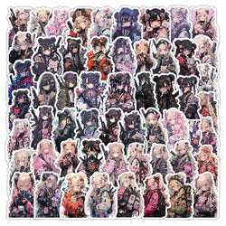 10/30/60PCS ACGN Girl Cartoon Stickers Cute Girl Sticker Cool Enlisted Woman Decals Luggage Laptop Car Bike Skateboard Kids Toy (ONLINE ORDER ONLY)