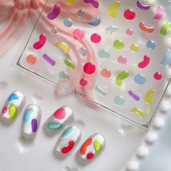 Colourful Graffiti Round Dot Line Water Droplet Cute Comma Geometric Jelly 5D Self Adhesive Nail Art Stickers Manicure Decals (Online Order Only)