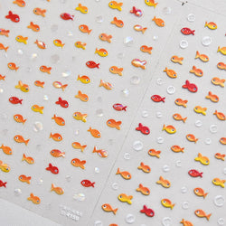 Little Red Fish Jelly Summer Goldfish Carp Ocean Beach Mermaid Sea Shiny Small Koi Soft Relief Nail Art Stickers Manicure Decals (ONLINE ORDER ONLY)