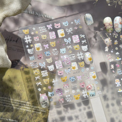 Cute Little Cat Colourful Flower Bowknot Umbrella Rain Boot Paintings Paper Boat Daisy Duckling Nail Art Sticker Manicure Decals (ONLINE ORDER ONLY)