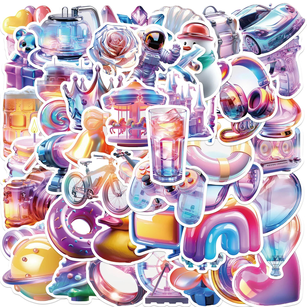 50PCS Cartoon 3D Gift Stickers DIY Diary Laptop Luggage Skateboard Aesthetic Scrapbook DIY Child Phone Stationery Supply for Kid (Online Order Only)