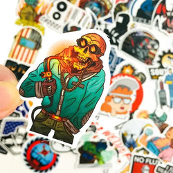 10/30/50PCS Punk Hip Hop Toolbox Graffiti Car Helmet Skull Welding Union Skateboard Mobile Phone Wall Sticker Wholesale (Online Order Only)