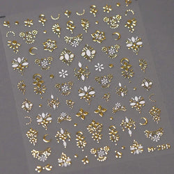 Chinese Style Gold Stamped God Deer Moon Auspicious Clouds Crane Lotus Flower 3D Self-adhesive Nail Art Stickers Manicure Decals (ONLINE ORDER ONLY)
