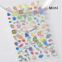Lovely Red Fruit Strawberry Cherry Bowknot Love Heart Star Silk Ribbon Chic Rhinestone Adhesive Nail Art Stickers Manicure Decal (ONLINE ORDER ONLY)