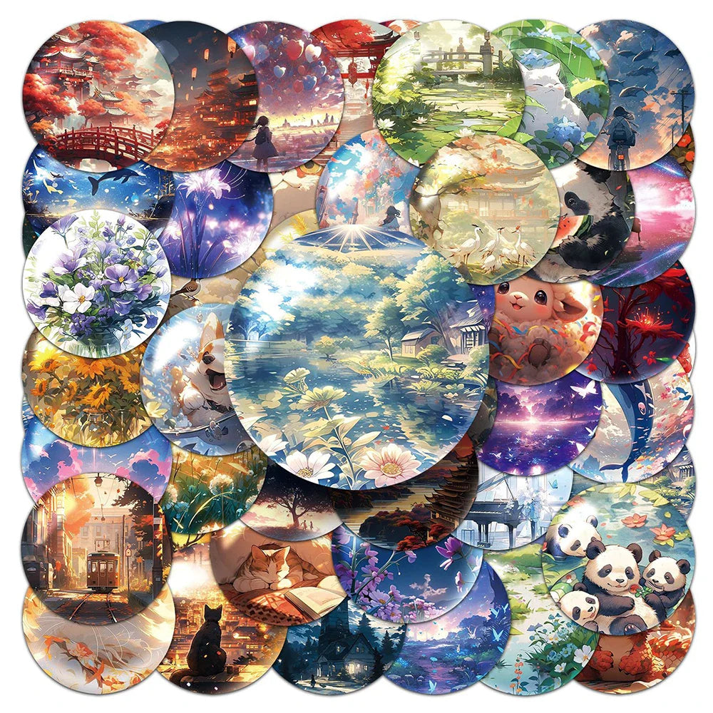 Kawaii Cartoon Glass Ball Stickers for Fridge Laptop Phone Suitcase Decoration (ONLINE ORDER ONLY)