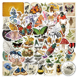 Retro Botanical Insect Cartoon Stickers for Phone Laptop Luggage Skateboard Decals Gift (ONLINE ORDER ONLY)