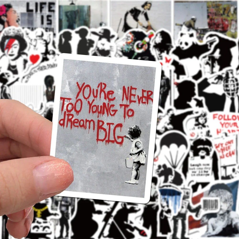 10/30/67PCS Banksy Art Graffiti Street Art Stickers Aesthetic Decal Skateboard Phone Laptop Car Bike Waterproof Sticker Kid Toy (ONLINE ORDER ONLY)