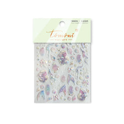 Mermaid Girl Conch Starfish Shell Bowknot Fish Scale Purple Ribbon Water Bubbles Chic Adhesive Nail Art Sticker Manicure Decals (ONLINE ORDER ONLY)