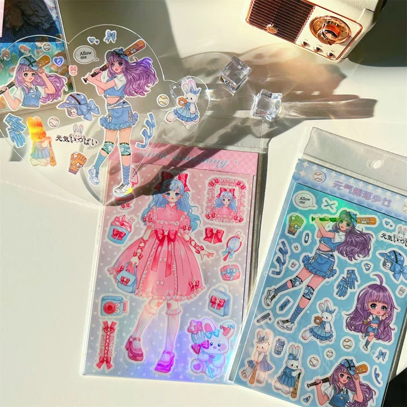 Ins Cute Angel Princess Baseball Girl Sticker Scrapbooking DIY Album Decoration Sticker Aesthetic Personalized Kawaii Stationery (ONLINE ORDER ONLY)