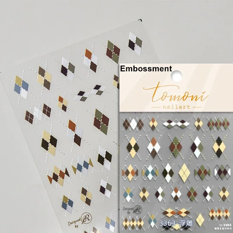 Shiny Colorful Color Block Fragment Square Fragment Grid Rhombus 3D Self Adhesive Nail Art Stickers Rhinestone Manicure Decals (Online Order Only)