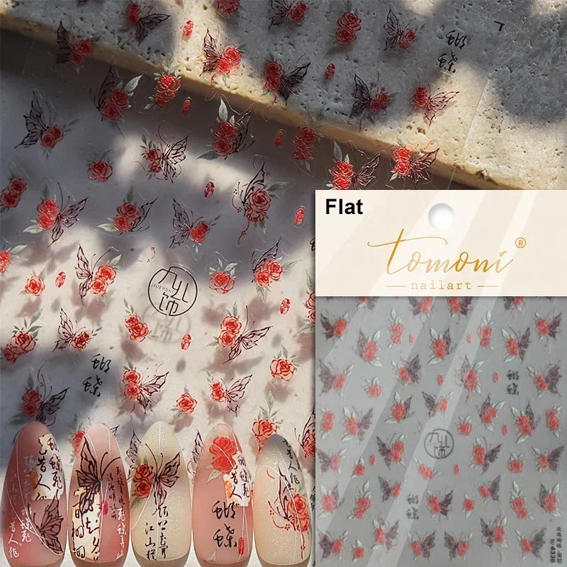 Cat Eye Halloween Terror Spider Cross Rose Love Heart Flower Snake Web Candy Bunny Thrilling Nail Art Stickers Manicure Decals (Online Order Only)