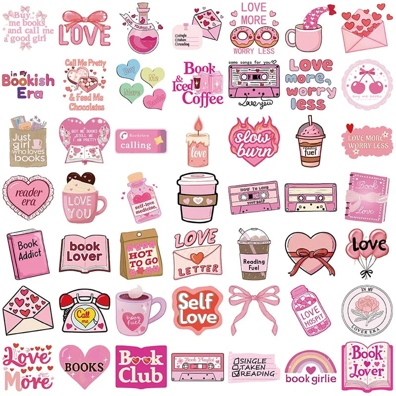 10/30/50PCS Cartoon Pink Love PVC Sticker Aesthetic Children's Stationery Sticky DIY Decoration Scrapbooking School Supplies (Online Order Only)
