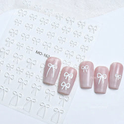 Gold Silver White Black Pink Blue Bowknot Ribbon Flat 3D Line Gird Strap Tie Elegant Charming Nail Art Stickers Manicure Decals (ONLINE ORDER ONLY)