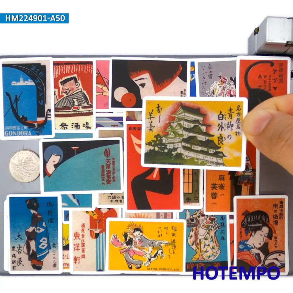 20/30/50Pieces Japanese Retro Travel Poster Art Graffiti Stickers for Scrapbook Luggage Bike Car Motorcycle Phone Laptop Sticker (Online Order Only)