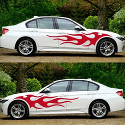 4pcs Fashion Car Stickers Flames Flaming Auto Body Stickers, Stripe Car Door Decals Waterproof Decorative Decal (Online Order Only)