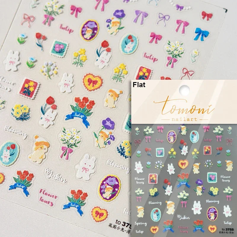 Hot Stamping Colourful Sunflower Starry Night Impressionism Embossment Adhesive Nail Art Sticker Shiny Rhinestone Manicure Decal (Online Order Only)