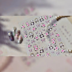 Panda Bamboo Butterfly Pattern Totem Figure Peony Flower Love Heart Adhesive Nail Art Stickers Embroidery Pearl Manicure Decals (ONLINE ORDER ONLY)
