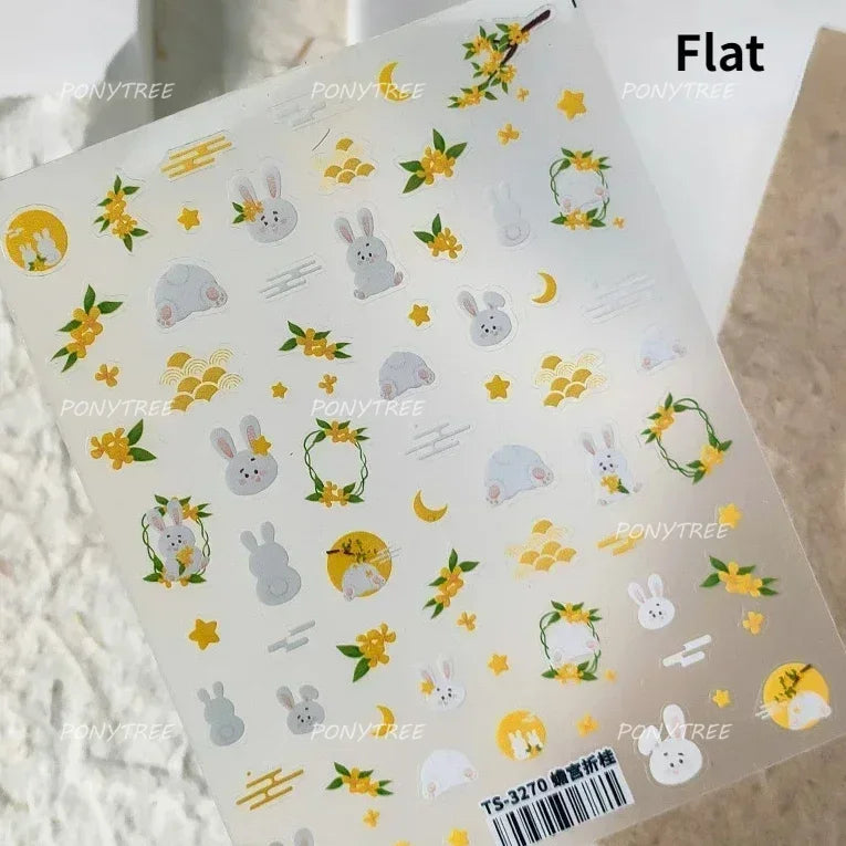 Hot Stamping Silver Rose Gold Tender Leaf Branches Flower Slash Leaves Maple Leaves Ginkgo Plant Flower Nail Art Stickers Decals (ONLINE ORDER ONLY)