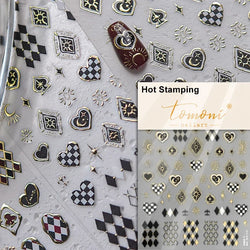 Poker Red Love Heart Square Grid Star Moon Card Pattern Spade Retro 3D Self Adhesive Nail Art Decoration Sticker Manicure Decals (Online Order Only)
