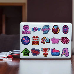 64PCS Cool Neon Light Stickers Trendy Graffiti Waterproof Vinyl Neon Stickers Pack for Phone Creative Decoration DIY Toys (ONLINE ORDER ONLY)