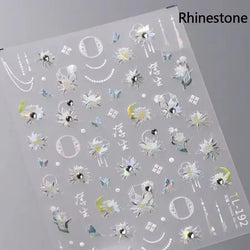 Chic Retro Rose Photo Frame Dried Flower Petal Self Adhesive Nail Art Stickers 5D Hot Stamping Relief Rhinestone Manicure Decals (Online Order Only)