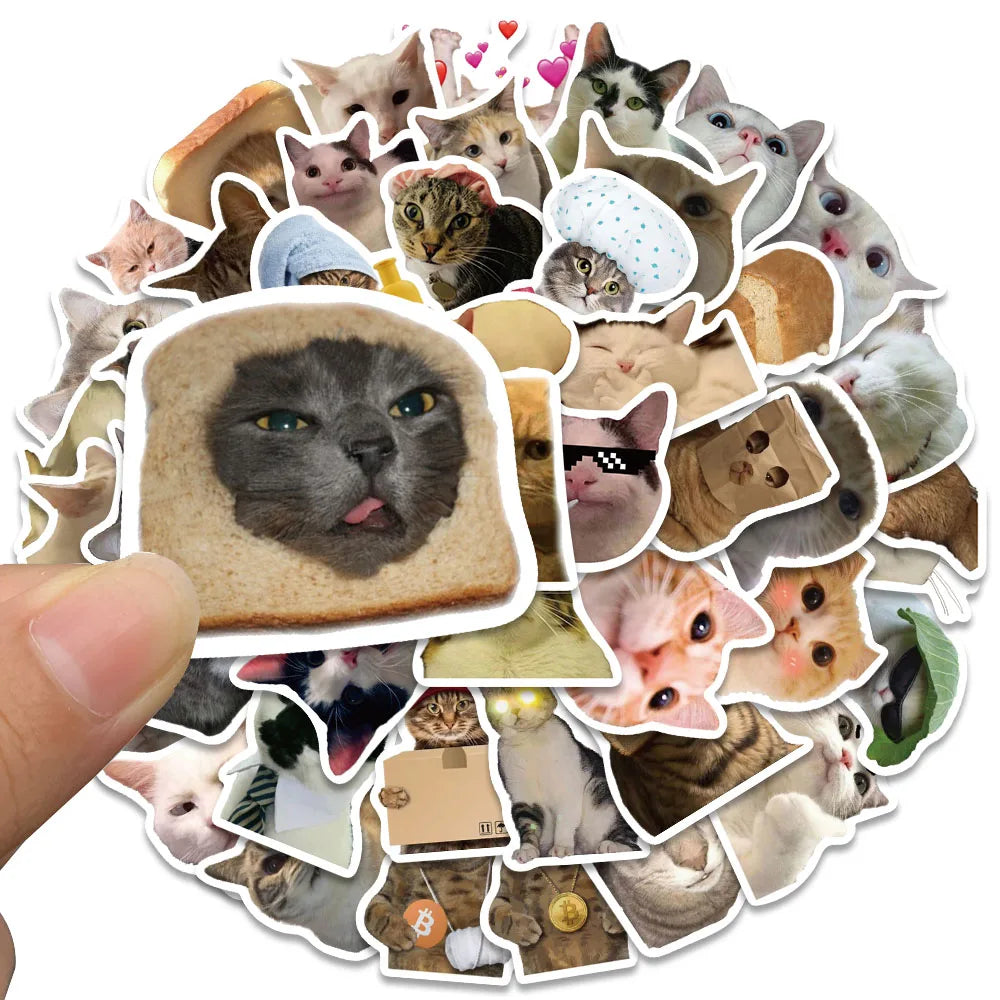 50pcs Cute Funny Cats Animal Stickers For Luggage Laptop Guitar Phone Vinyl Waterproof Graffiti Skateboard Car Decals (ONLINE ORDER ONLY)