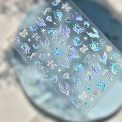 Shiny Mermaid Tail Fish Tail Sea Wave Jelly Spoondrift Shell Starfish Ocean Romantic Delicate Nail Art Stickers Manicure Decals (ONLINE ORDER ONLY)