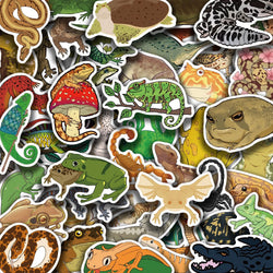 50pcs Funny Cartoon Reptile Stickers For Luggage Laptop Guitar Phone Skateboard Waterproof Graffiti Vinyl Bicycle Car Decals (ONLINE ORDER ONLY)