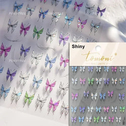 Charming Delicate Sapphire Color Blue Black Stroke Butterfly Jelly Relief Rhinestone Adhesive Nail Art Stickers Manicure Decals (Online Order Only)
