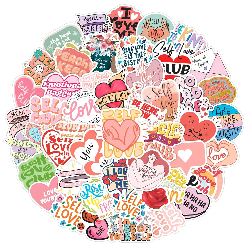 Self Care Stickers Pack: Self Love, DIY, Laptop, Guitar, Car, Bike, Skateboard Decals (Online Order Only)