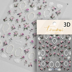 Retro Rose Gold Photo Frame Dried Flower Delicate Totem 3D Self Adhesive Nail Art Stickers 5D Shiny Rhinestone Manicure Decals (ONLINE ORDER ONLY)